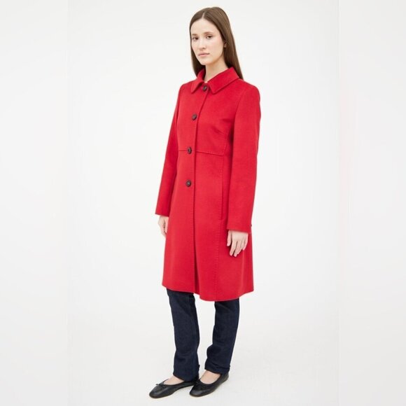 Weekend MaxMara Virgin Wool Red Coat Size 6 Made in Italy - Picture 1 of 15